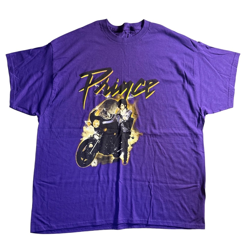 Prince Purple‎ Rain Motorcycle Graphic T-Shirt Purple Mens 2XL Official Estate